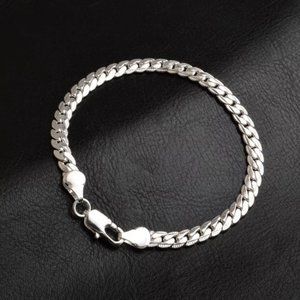 NEW 925 Sterling Silver Braided Snake Chain Bracelet, size 7.